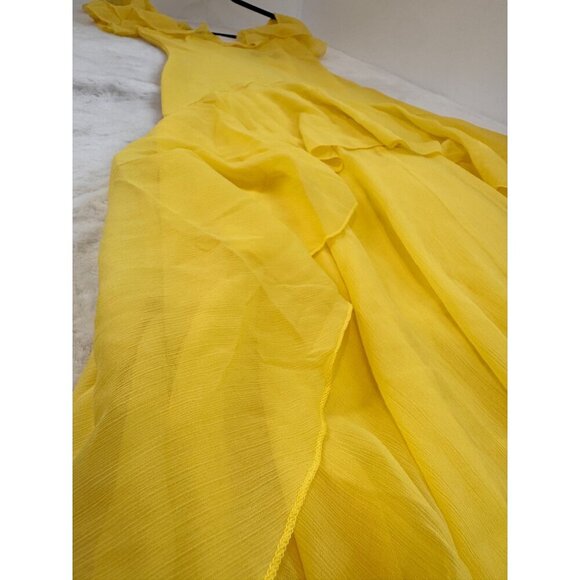 New ASOS Design Women's Size US 2 Yellow Ruffled Maxi Dress With Layered Skirt - Picture 6 of 11